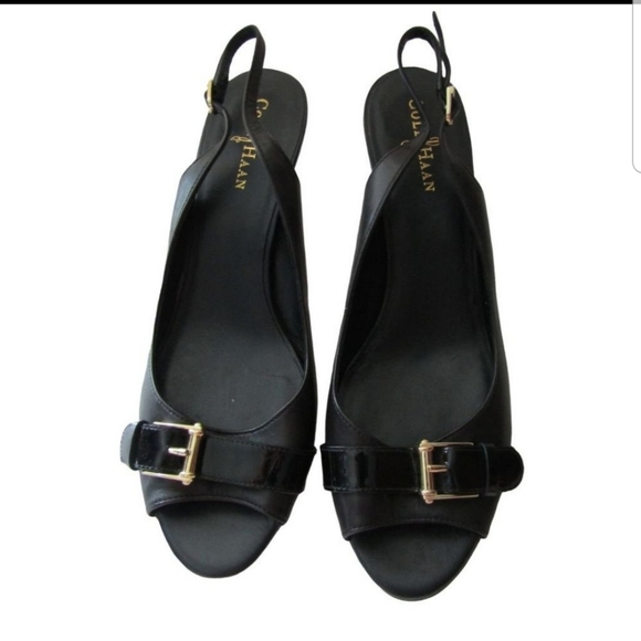 Leather black sling backs - Picture 1 of 3